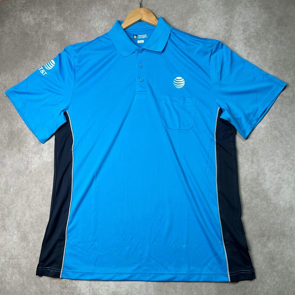 AT&T Corporate Polo Shirt Mens XL Blue Short Sleeve Workwear Image Authority